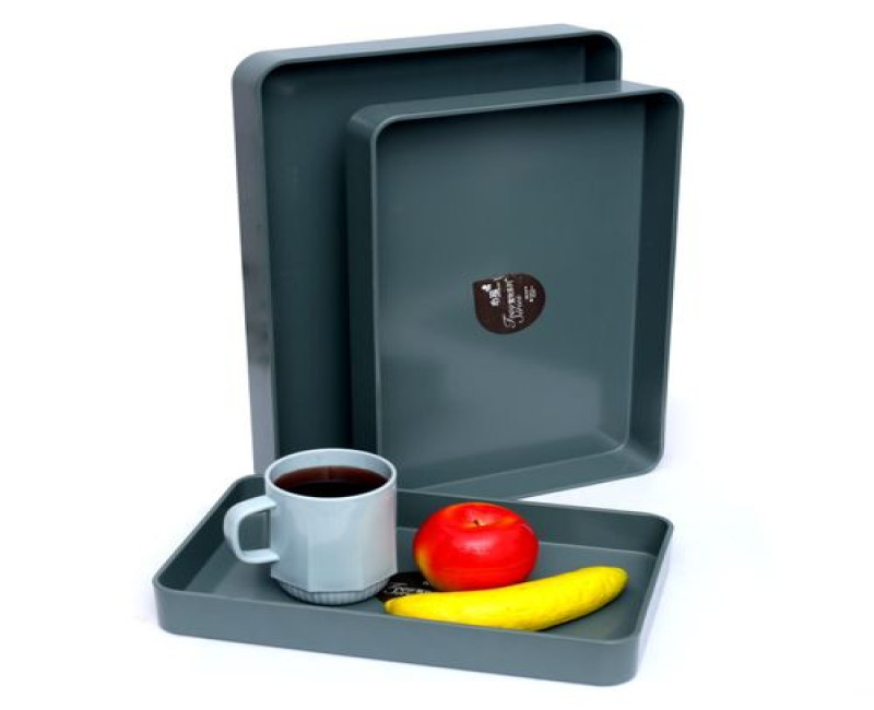 Set of 3 Plastic Serving Trays Nesting Trays For Coffee Table Decorative Tray Perfume Tray Ottoman Tray Serving Platters For Breakfast Dinner Drinks Tea- Green