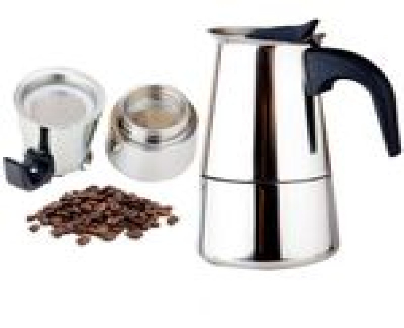 9 Cups Moka Pot Large Capacity Stainless Steel 304 Moka Pot Coffee Maker Stovetop Espresso Maker Coffee 450ML- Siliver