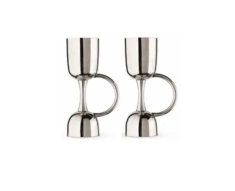 2 Piece Peg Measurer with Handle Jigger 30 & 60 ml Cocktail Jigger Shot Glass Drink Measuring Bar Tool Double Side Jigger With Handle A General