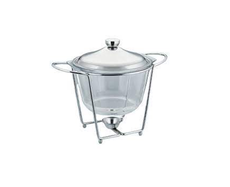 4 Litre Glass Soup Chafing Serving Dishes Warmer - Colorless.