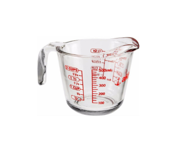 500ML Glass Measuring Cups Jugs with 4 Kinds of Scale Mark Heat-Resisting Clear Milk Cup with Handle Microwave Measuring Cup for Kitchen Baking