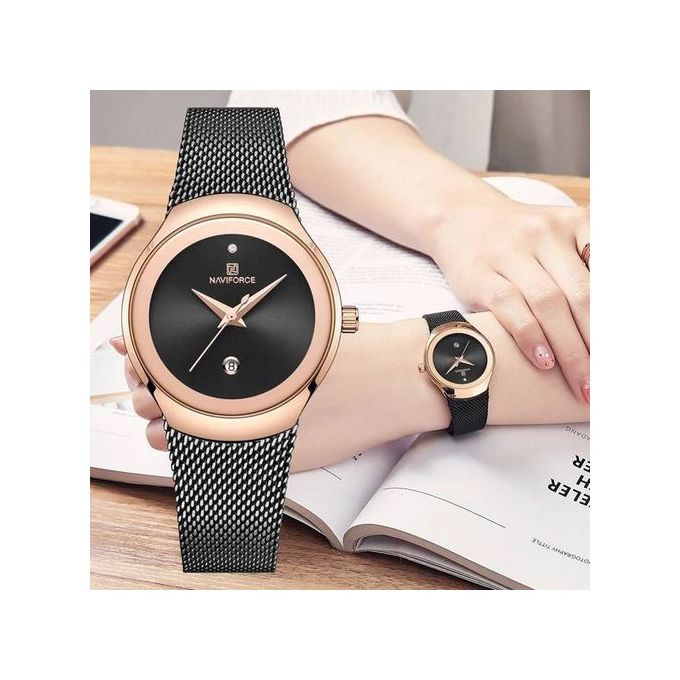 Naviforce Ladies Analog Dated Watch - Black,Gold