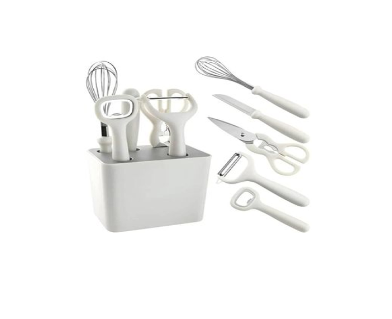 6pcs Kitchen Gadgets Set,Kitchen Scissors, Kitchen Utensils Set with Holder, Paring,Whisk,Bottle Opener,Peeler- Multicolor