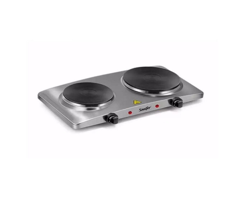 Double Electric Hot Plate Cooking Stove Cooker- Silver Sonifer