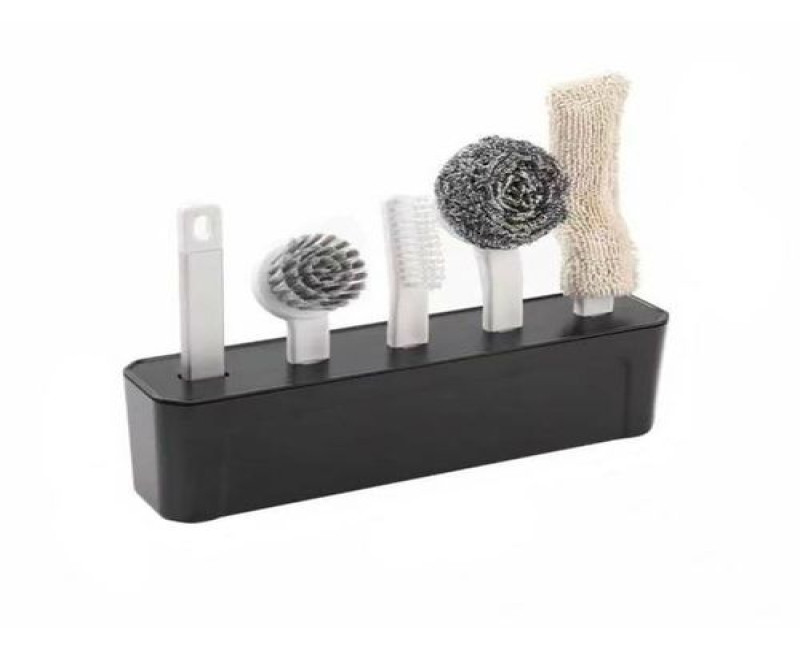 Kitchen Cleaning Kit Folding 4 Type Brushes For Cleaning All Utensil Of Kitchen- Multi-colour