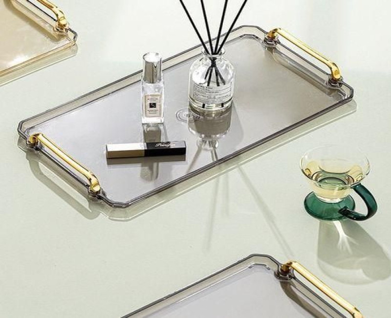 16 Inches Acrylic Serving Tray With Handles Decorative Coffee Table Tray - Multicolor
