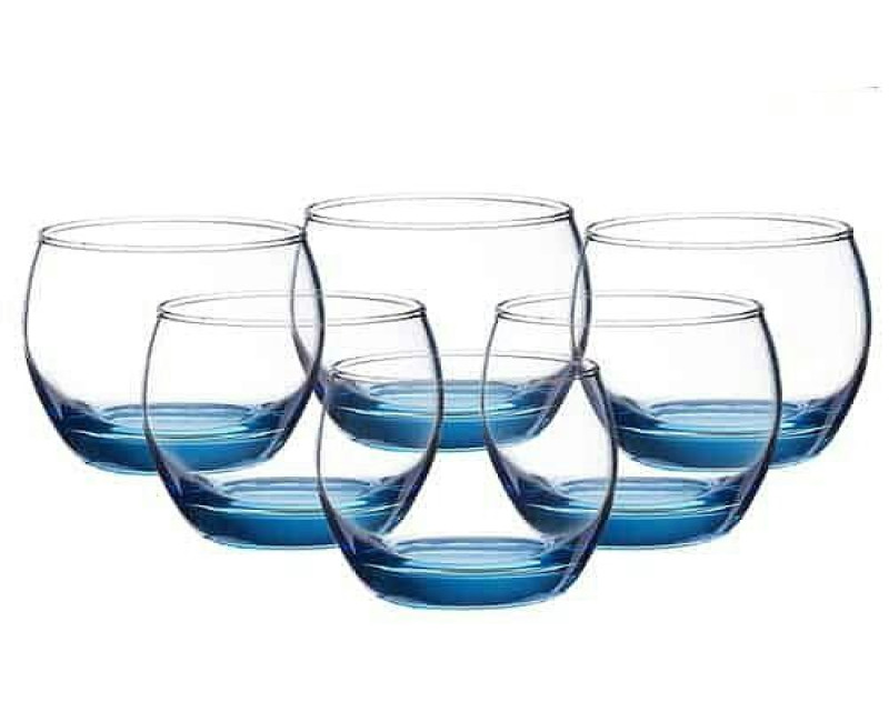 6 Pieces Of Oval Luminarc Glasses-Blue. Luminarc