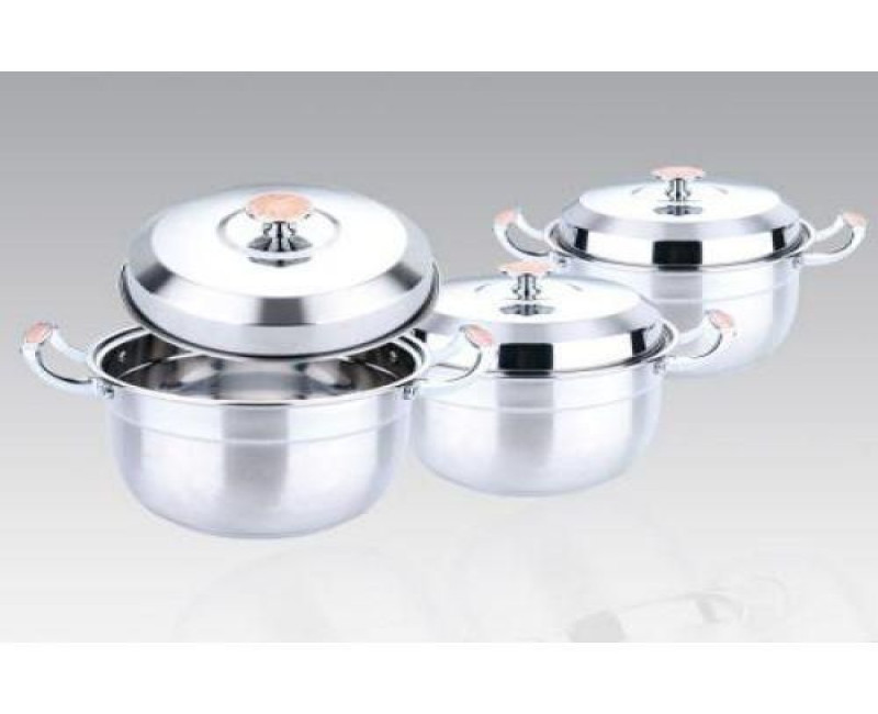 6 Piece 22,24 & 26CM Stainless Steel Saucepans Cooking Pots- Silver.