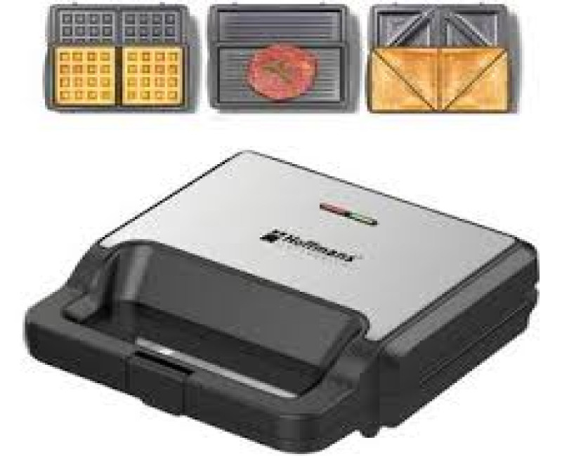 3 in 1 Waffle Maker Sandwich Machine Barbecue Electric Baking Pan- Multicolor Hoffmans