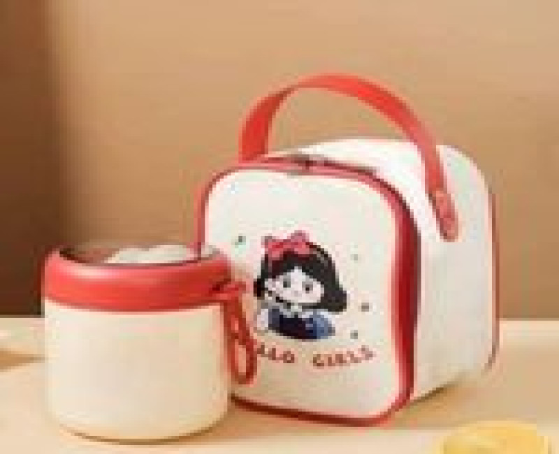 Thermal Soup Lunch Box Food Container With Spoon Stainless Steel Vacuum Cup Soup Cup Portable Insulated Breakfast Tableware water Flask stainless steel bottle Tumbler With Insulated Vertical Tiffin Bag- Multicolor Other