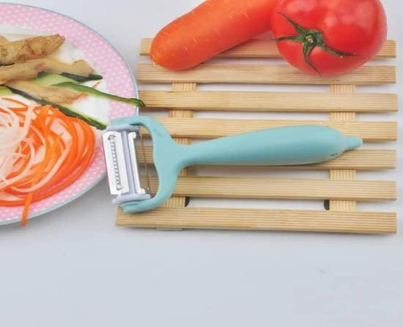 Dolphin Stainless Steel Peeler 3-in-1 Grater Slicer Cozy Grip Sharp Cutter Multifunctional Quick Peeling Kitchen Gadget Vegetable Potato Carrot Cabbage Peeler -Multicolor