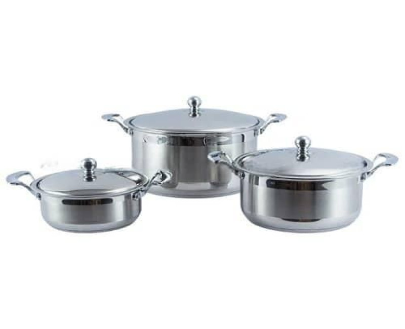 6 Piece Of Stainless Steel Saucepans Cookware Soup Pots Serving Dishes- Silver.