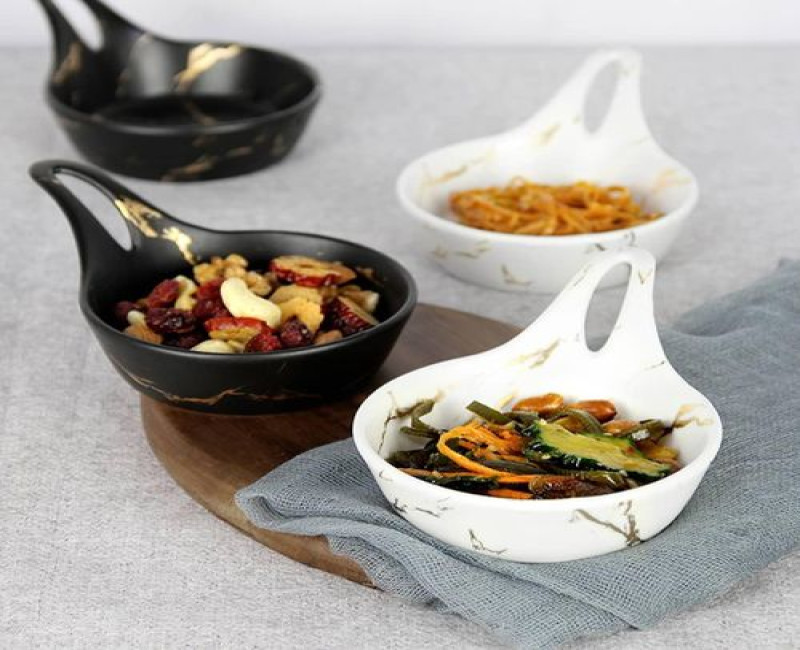 6 Piece Of Ceramic Plate Small Round Dessert Salad Fruit Snack Bowl Soy Saucer Seasoning Dish Household Kitchen Supplies Tableware- Multicolor