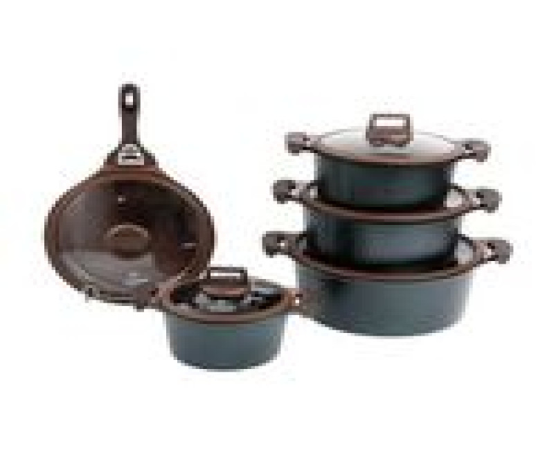 10 Piece Granite Non-stick Saucepan Cookware Pots Serving Dishes- Multicolor