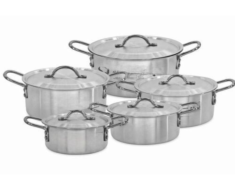 10 Pieces Stainless Steel Saucepans Cookware Pots Pans- Silver