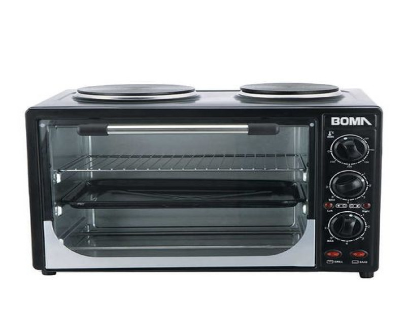 35L Electric Oven With Two Plates With 2 Burner Electric Toaster Oven For Bread- Black Boma