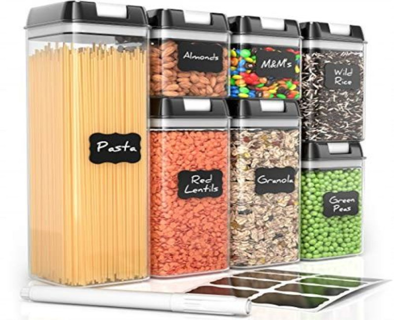 Airtight Food Storage Containers 7-Piece Pantry Organization Canister- Clear
