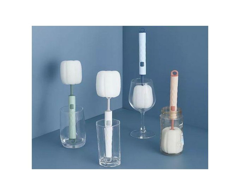 2 Pc Sponge Cleaning Dish Bottle Glass Cup Scrubber Brush- Multi-colour.