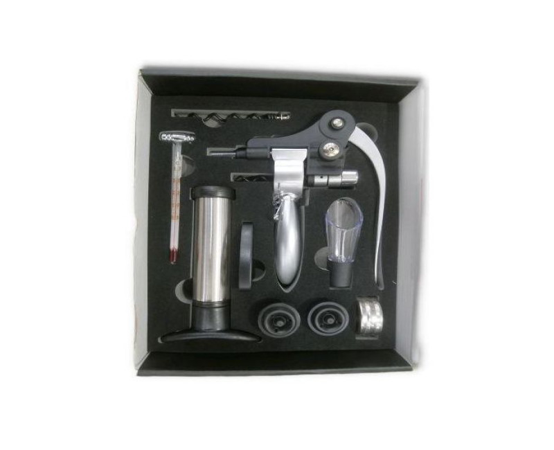 Corkscrew Wine Opener Kit Gift Set Box- Black.