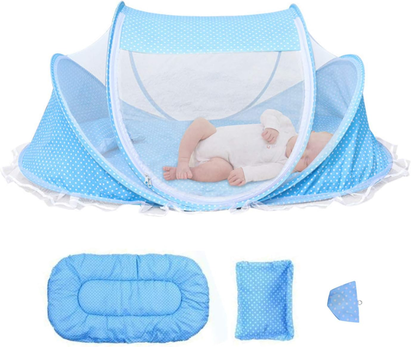 Portable Baby Crib Netting Folding Mosquito Net Infant Cradle Bed Mesh Mattress Pillow Newborn Sleeping Pad Cover Play Tent Set