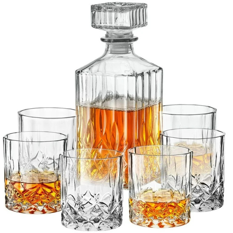 1 Piece Of Whisky Decanter With 6 Glasses Set,Colourless.