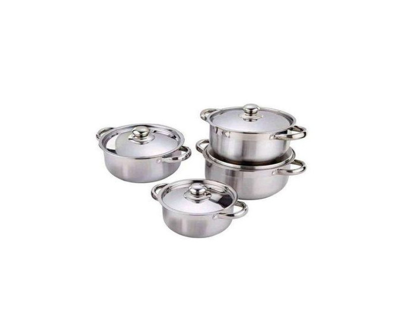 3 PC Stainless Steel Saucepans Cooking Pots- Silver.