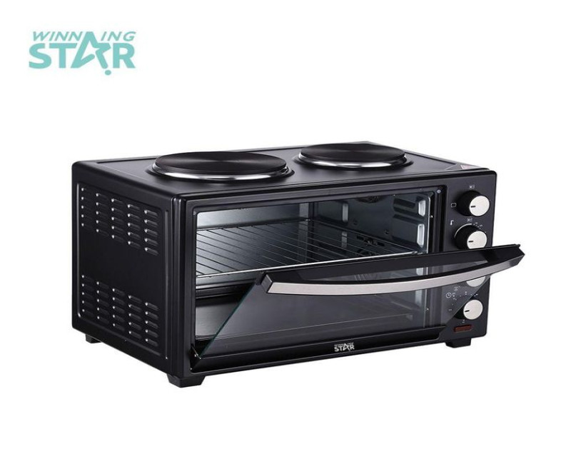 2 IN1 40Litres Baking Electric Oven Cooker With 2 Hot Plates- Black Winningstar