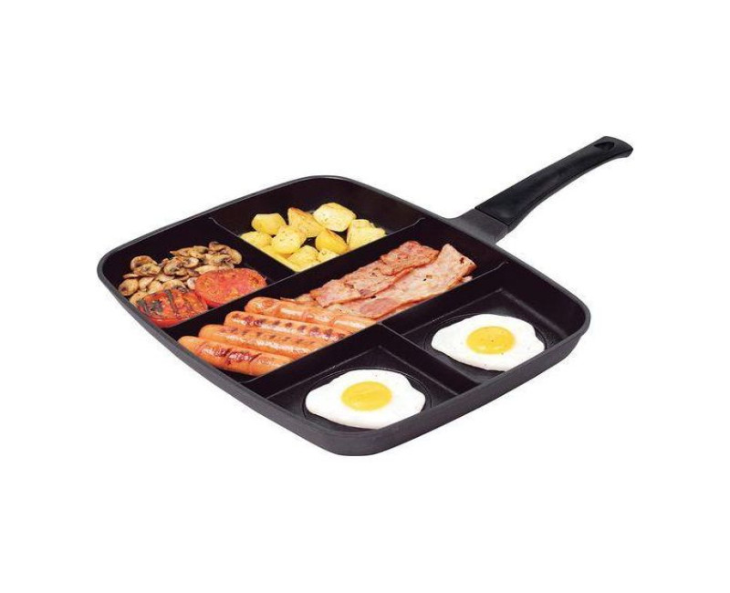 5 in 1 Non Stick Sectioned Multi Frying Pan - Black