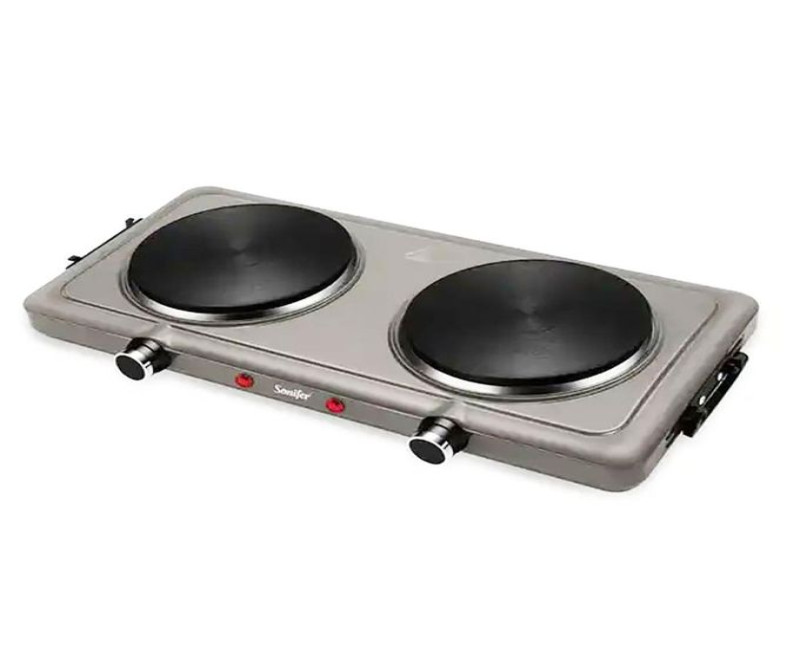 2 Burner Electric Hot Plate Cooking Stove- Silver Sonifer