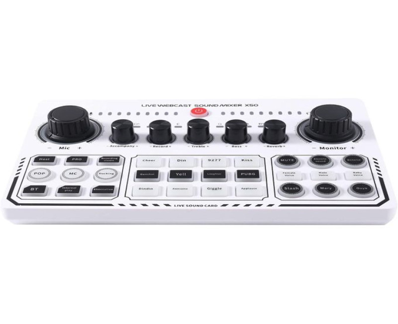 Professional Portable Mixer Recording Studio Live Sound Card Knob Design USB Audio Mixing Interface Live Broadcast for Live Broadcast Support for 12 Kinds of Warming Sound and a Key Mute,with Double Call Simple Port Design