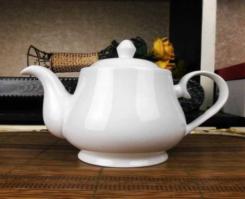 800ml Round Ceramic Teapot Kettle - White Other