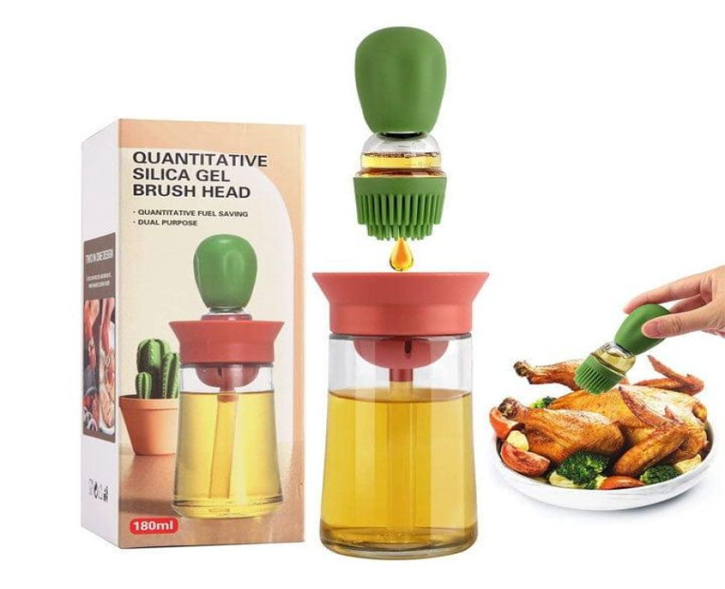 Kitchen Silicone Oil Bottle Oil Brush Portable Barbecue Grill Oil Brush Dispenser Steak Oil Brushes Kitchen Baking BBQ Tools