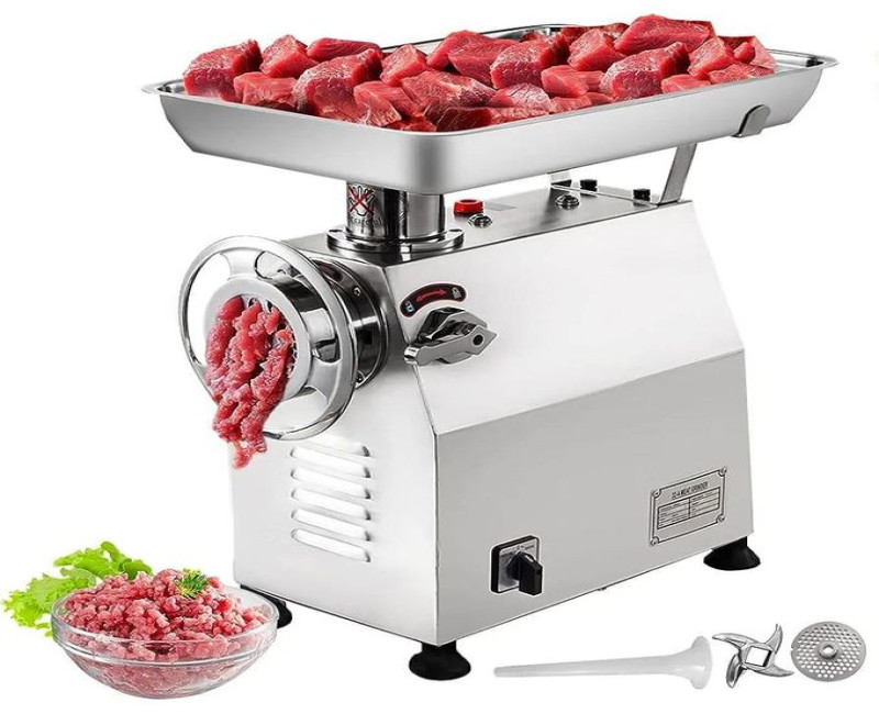 Commercial Meat Grinder 770lbs/h Electric Sausage Maker 2200W Stainless Steel With 2 Grinding Heads & 2 Blades For Restaurants, Supermarkets, Fast Food Stores, Butcher Shops,Silver