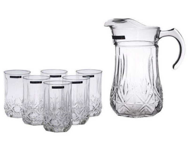 6 Piece Luminarc Glasses And 1Piece Jug Water Set-Colorless Luminarc
