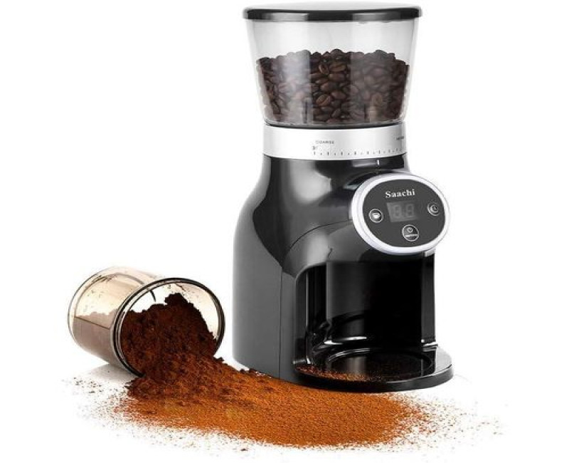 Saachi Coffee Grinder Spices & Herbs with 31 Grind Settings, Energy Saving Mode and Anti-Splash System for Easy Cleaning With Digital Control Panel- Multicolor
