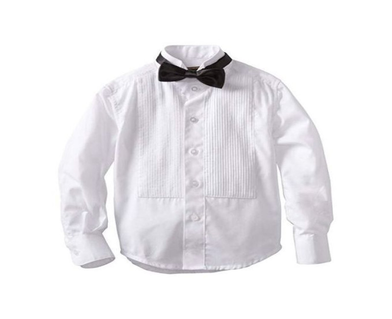 Boys Long Sleeved Shirt And Bow Tie - White