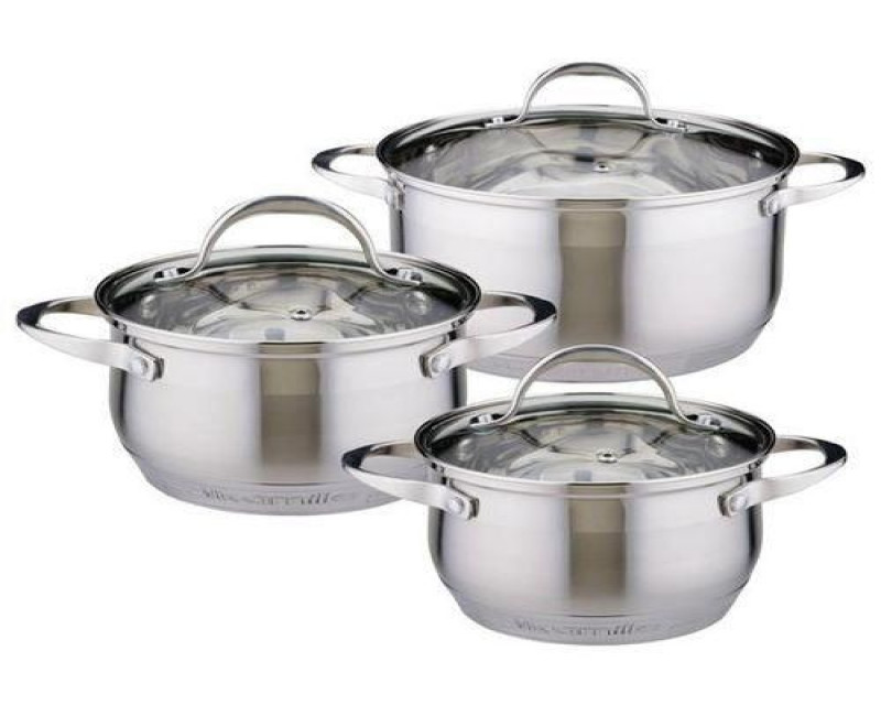 Kamill 3 Piece Stainless Steel Saucepans/Cookware - Silver