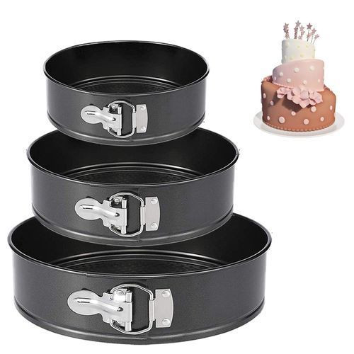 3 Pieces Non Stick Baking Pans With Circular Shapes-Black