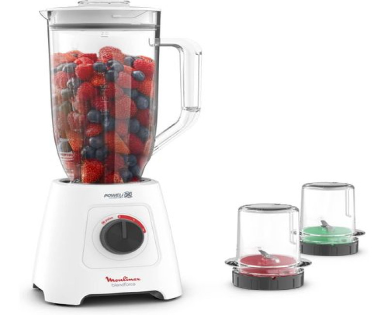 Moulinex blender 600W 2.8LXXLPlastic Jug Plus 2 Attachments Jars 6Powelix Blade - LM458127