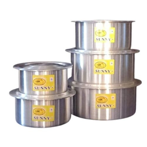 10 Pieces Set Of Pure Aluminum Quality Cookware Saucepans Good For Gas Stoves And Charcoal Stoves-Silver