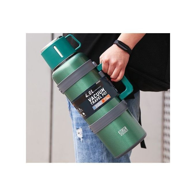 Hot & Cold Stainless Steel Vaccum Insulated 4L, 72 Hour Flask - Blue,Grey,Green 1130166 - Zego