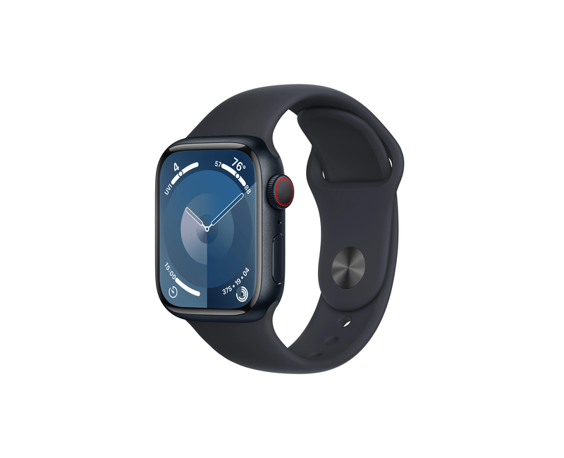 Apple Watch Series 9 41mm GPS Black Aluminum w/ Black Sport Band - Retina Display S9 Chip