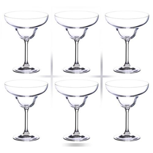 6 Classic Magherita Drinking Glasses Milkshakes Cocktail Drinking Breakable Glasses-Transparent