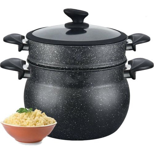 Stainless Steel Marble Coating Steamer Pot For Steaming Food Such As Matooke Pumpkin Sweetpotato Has A Glass Lid-Multicolour
