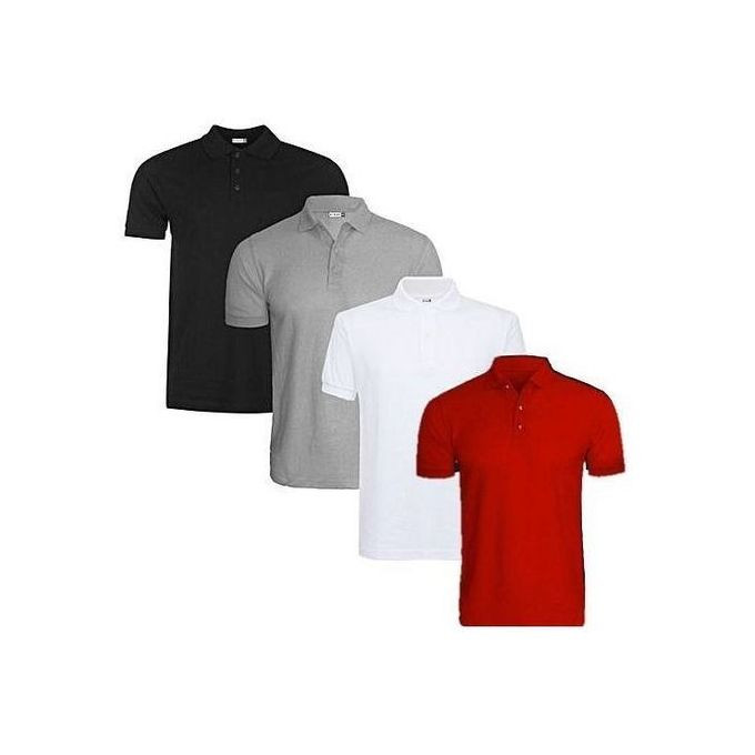 4Pack Of Men's Polo T-shirt - Black,Grey White,Red.