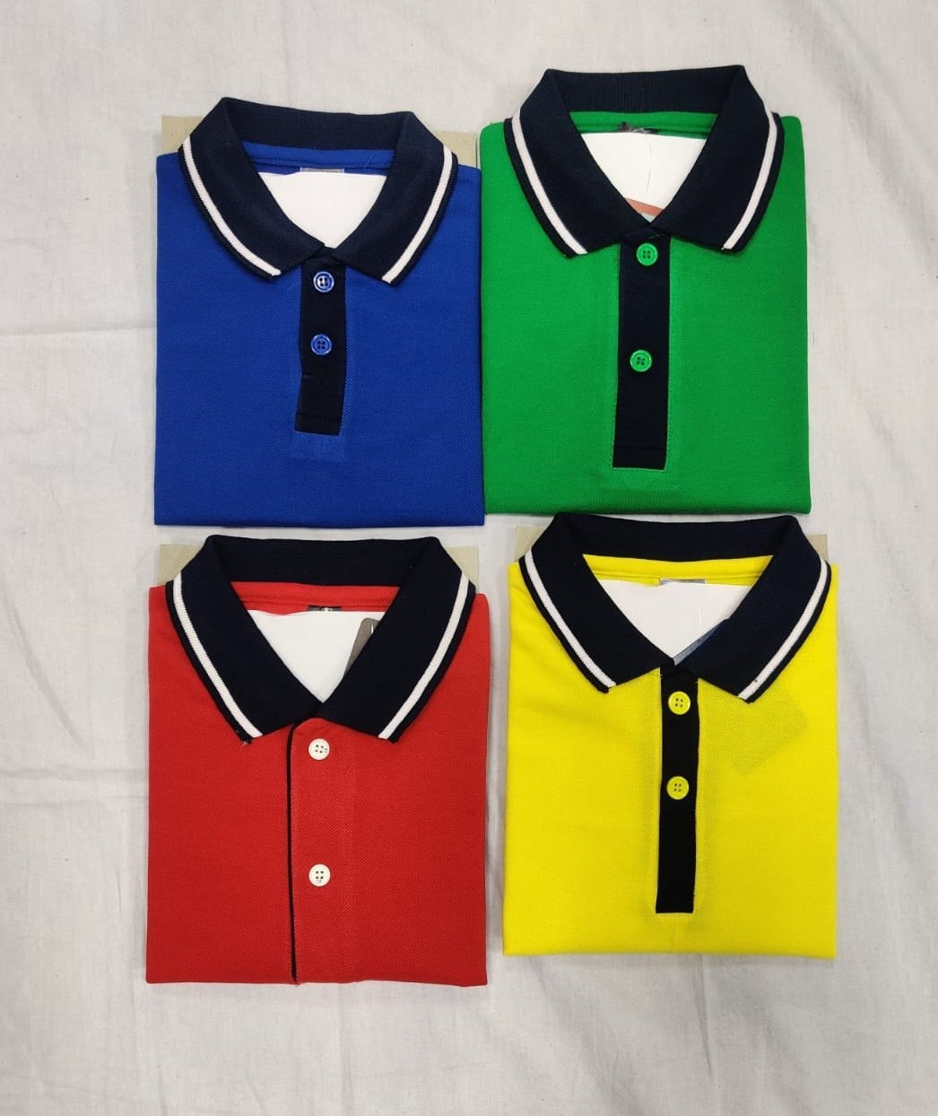 4 Pack Short Sleeve Polo T-Shirt - Red,Green Yellow blue