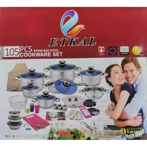 105 Pieces Of Heavy Duty Bottom Cookware Set WithKitchen Utensils-Multicolour