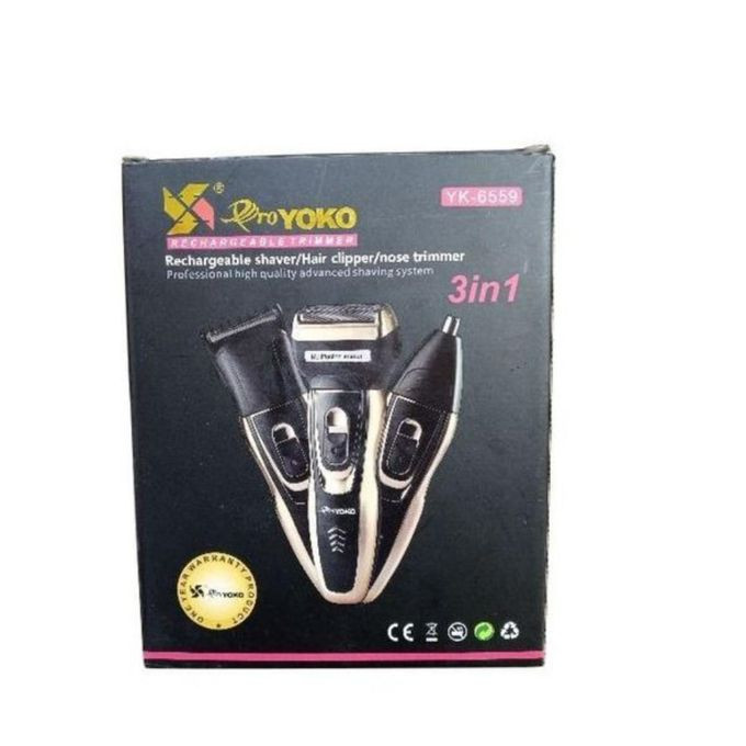 3 In 1 Rechargeable Hair Clipper Smoother Nose Hair Trimmer Grooming Kit - Black