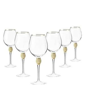 6 Pieces Set Of Exquisite Glassware Drinkware Wine Glasses With Stem Embellished With Crystals-Transparent