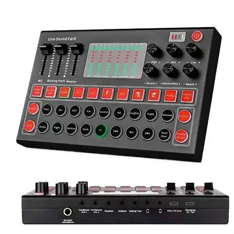 M9 Audio Interface Bluetooth Sound Card Voice Mixer External USB Sound Card Live Stream for Gaming for Singing for Live Broadcast For Recording table Signal Live Sound Card Equipment Kit, Compatible with Live Broadcast, Amazin - Multicolor